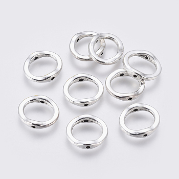 Tibetan Style Alloy Bead Frame, Ring, Antique Silver, Lead Free & Cadmium Free, 15x13x3.5mm, Hole: 1.5mm