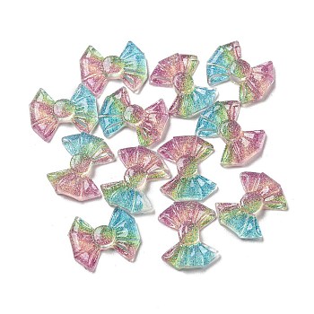 Luminous Transparent Resin Decoden Cabochons, Glow in the Dark Bowknot with Glitter Powder, Colorful, 9.5x11x2.5mm