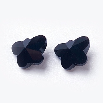 Transparent Glass Beads, Faceted, Butterfly, Black, 8x10x5.5mm, Hole: 1mm