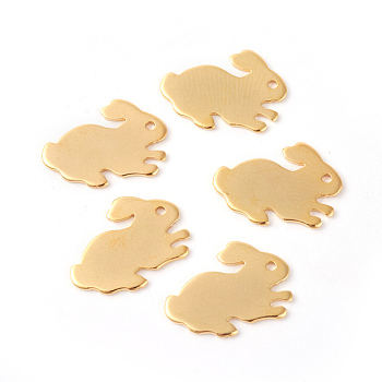 201 Stainless Steel Bunny Pendants, Rabbit, Stamping Blank Tag, Golden, 11x15.5x0.6mm, Hole: 1mm