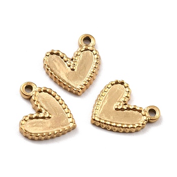 Ion Plating(IP) 316 Surgical Stainless Steel Charms, Heart, Real 24K Gold Plated, 12x10x1.5mm, Hole: 1.2mm
