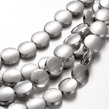 Flat Round Tibetan Style Alloy Bead Strands, Cadmium Free & Nickel Free & Lead Free, 9x4mm, Hole: 1mm, about 22pcs/Strand
