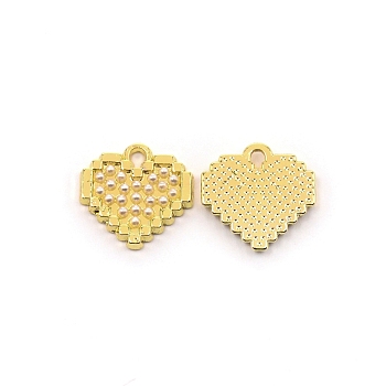 Alloy Pendant, with Plastic Beads Finding, Heart, Light Gold, 14x14x2mm, Hole: 1.5mm