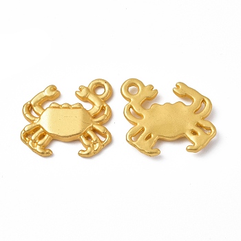 Rack Plating Alloy Pendants, Cadmium Free & Lead Free & Nickle Free, Crab Charm, Matte Gold Color, 15x16.5x2.5mm, Hole: 1.6mm