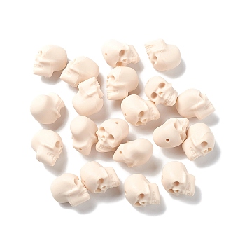 Halloween Silicone Focal Beads, Skull, Cornsilk, 21x16x20mm, Hole: 2.5mm