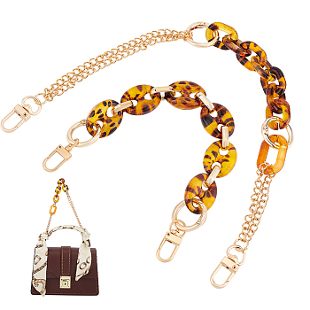 HOBBIESAY 2Pcs 2 Style Purse Chains, Acrylic Bag Chain Strap, with Alloy Swivel Clasps, for Bag Replacement Accessories, Light Gold, 28.7~39.5cm, 1pcs/style