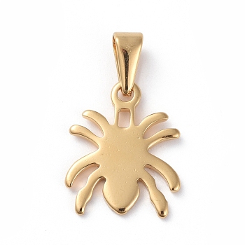304 Stainless Steel Pendants, Spider, Golden, 19.5x16x1.5mm, Hole: 8x3mm