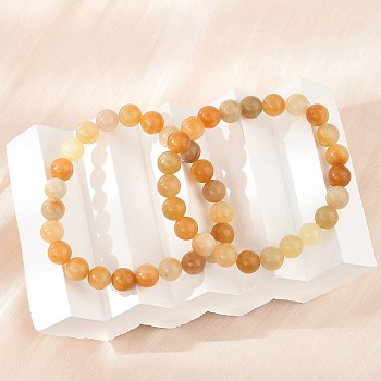 Natural Topaz Jade Beads Stretch Bracelets, Round, 2 inch~2-1/8 inch(5.2~5.5cm), Beads: 8~9mm