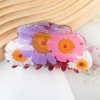 PVC Claw Hair Clips, Flower, Medium Orchid, 83x45mm