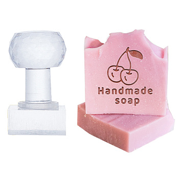Clear Acrylic Soap Stamps with Big Handles, DIY Soap Molds Supplies, Cherry, 60x36x38mm, Pattern: 35x33mm