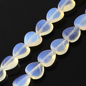 Opalite Bead Strands, Heart, Azure, 19x20~20.5x7.5mm, Hole: 2mm, about 10pcs/strand, 8.26 inch