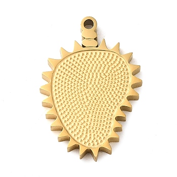 Ion Plating(IP) 304 Stainless Steel Pendants, Durian Charm, Golden, 20x13.5x2mm, Hole: 1.2mm