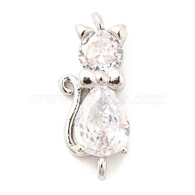 Platinum Clear Cat Shape Brass+Cubic Zirconia Links