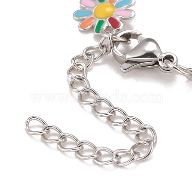 Enamel Daisy Link Chains Bracelet(X-BJEW-P271-01P-02)-4