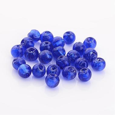 8mm Blue Round Silver Foil Beads