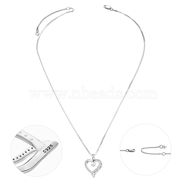 TINYSAND Rhodium Plated 925 Sterling Silver Elegant Hollowed Heart Necklace(TS-N474-S)-2