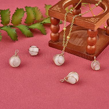 20 Pieces Opal Cat Eye Charms for Jewelry Making Copper Opal Round Beads Pendant for Necklace Bracelet Making(JX563A)-5