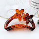 Amber Color Hollow Hair Clip with Matte Half Round Arc Flower.(ST6189166)-1