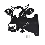 Iron Decorative Garden Stakes, Black, Cattle, 275x295x1mm(AJEW-XCP0003-67)