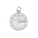 Brass Micro Pave Clear Cubic Zirconia Pendants, Clock, with Jump Ring, Cadmium Free & Lead Free, Rack Plating, Long-Lasting Plated, Platinum, 17x15x2mm, Hole: 3mm(KK-P339-20P)