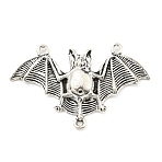 Alloy Chandelier Component Linkss, Bat Shape, Antique Silver, 30x48x5.5mm, Hole: 1.8mm(X-PALLOY-D020-04AS-03)