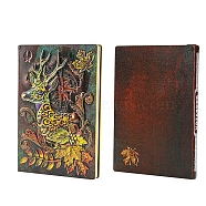 3D Embossed PU Leather Notebook, for School Office Supplies, A5 Christmas Reindeer Pattern European Style Journal, Multi-color, 213x145mm(OFST-PW0010-04D)