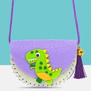 Handmade Non-woven Fabric Animal Change Wallet Set, with Alloy and Plastic Findings, Polyester Wire, Diy Crafts for Children, Dinosaur, Mixed Color, 0.65~110x0.1~12x0.1~0.7cm, Hole: 10mm(DIY-K059-08)