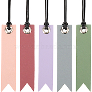 10Pcs 5 Colors Leather Bookmarks, with Tassel & Iron Grommets, Rectangle, Mixed Color, 193~195mm, 2pcs/color(AJEW-CP0007-56)