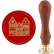 Brass Wax Seal Stamp with Handle, for DIY Scrapbooking, House Pattern, 89x30mm(AJEW-WH0184-1105)