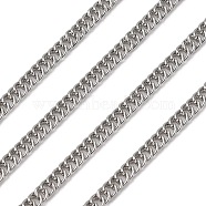 Iron Flat Double Link Chains, with Spool, Unwelded, Twist Oval Link, Platinum, 4x3x0.6mm, about 328.08 Feet(100m)/roll(CH-ZX009-4x3mm-P)