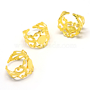 Cuff Iron Filigree Ring Settings, Flat Round, Size 8, Golden, Tray: 8mm, 18.5mm(X-MAK-Q0065-27)