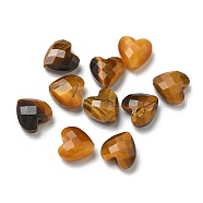 Natural Tiger Eye Beads, Faceted, Heart, 8x8x4.5mm, Hole: 1mm(G-G181-01H)