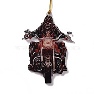 Opaque One-sided Printed Acrylic Big Pendants, for Halloween, Skeleton with Motorcycle, Black, 505x2mm, Hole: 4.5mm(MACR-D062-02E)