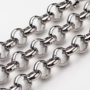 304 Stainless Steel Rolo Chains, Belcher Chain, Unwelded, Stainless Steel Color, 6x2mm(X-STAS-M032-42P-5.7mm)