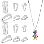 Elite 12Pcs 3 Size 925 Sterling Silver Snap on Bails, Silver, 6.5~12x2.5~4.5x3.5~5mm, 4Pcs/style(STER-PH0001-60)