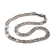 201 Stainless Steel Oval Mariner Link Chain Necklace, with 304 Stainless Steel Clasps, Stainless Steel Color, 22.17 inch(56.3cm)(NJEW-F222-37P-04)