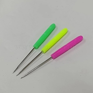 Steel Bead Reamers, Punch Awls, with Plastic Handle, Platinum, Mixed Color, 12.2cm(TOOL-WH0136-95)