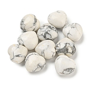 Natural Howlite Beads, Half Drilled, Heart, 15.5x15.5x8mm, Hole: 1mm(G-P531-A09-01)