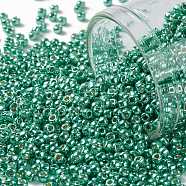 TOHO Round Seed Beads, Japanese Seed Beads, (PF561) PermaFinish Teal Aqua Metallic, 11/0, 2.2mm, Hole: 0.8mm, about 1110pcs/10g(X-SEED-TR11-PF0561)
