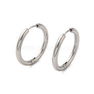 304 Stainless Steel Hoop Earrings, Manual Polishing Huggie Earrings, Stainless Steel Color, 9 Gauge, 24x3mm, Pin: 0.9mm(±0.1mm), Inner Diameter: 18mm(EJEW-P177-P-24)