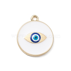 Evil Eye Style Alloy Enamel Pandants, Golden, Flat Round Charm, Eye, 24x21x3mm, Hole: 2mm(ENAM-K068-01G-02)