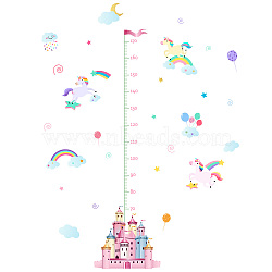 PVC Height Growth Chart Wall Sticker, Castle & Horse with 70 to 170 cm Measurement, for Kid Room Bedroom Wallpaper Decoration, Sky Blue, 980x290mm, 2pcs/set(DIY-WH0232-023)