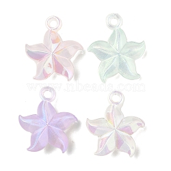 UV Plating Acrylic Pendants, Iridescent, Star, Mixed Color, 26x22.5x8.5mm, Hole: 2.5mm(OACR-K005-24)