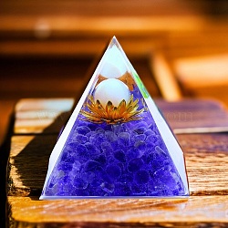 Orgonite Pyramid Resin Energy Generators, Reiki Natural Quartz Chips Inside for Home Office Desk Decoration, Blue, 50x50x50mm(PW-WGD6EB8-08)