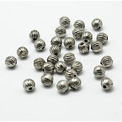 Tibetan Style Spacer Beads, Melon, Antique Silver, 5mm, Hole: 1mm(TIBEB-E023-AS)