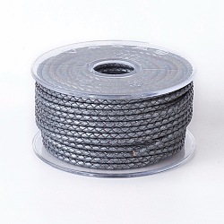 Braided Cowhide Cord, Leather Jewelry Cord, Jewelry DIY Making Material, Slate Gray, 3mm, about 5.46 yards(5m)/roll(WL-I003-3mm-D-11)