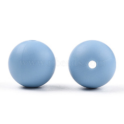 Food Grade Eco-Friendly Silicone Beads, Round, Cornflower Blue, 8~10mm, Hole: 1~2mm(SIL-R008A-52)