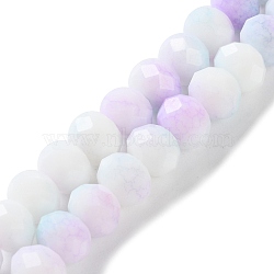 Electroplate Handmade Lampwork Beads Strands, Faceted, Round, Lavender, 7.5~8x7.5~8mm, Hole: 1.2mm, about 63~70pcs/strand, 15.35''(39cm)(LAMP-S068-02C)