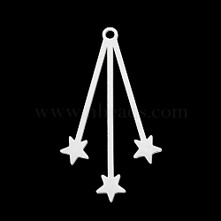 201 Stainless Steel Pendants, Laser Cut, Star, Stainless Steel Color, 40x22x1mm, Hole: 2mm(STAS-S105-LA352-1)