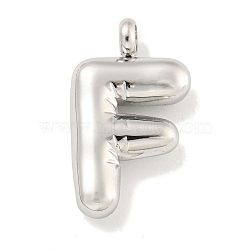 Non-Tarnish 304 Stainless Steel Pendants, Letter Charm, Stainless Steel Color, Letter F, 25.5x14.5x5.5mm, Hole: 3mm(STAS-C102-16P-F)